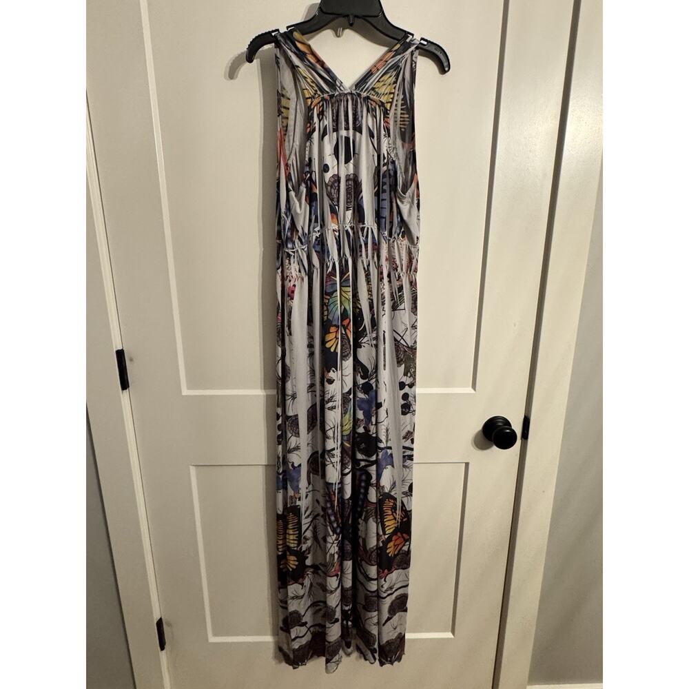 One World Live & Let Live Boho Maxi Dress Sz M Butterfly Sleeveless Hippie - Picture 3 of 7